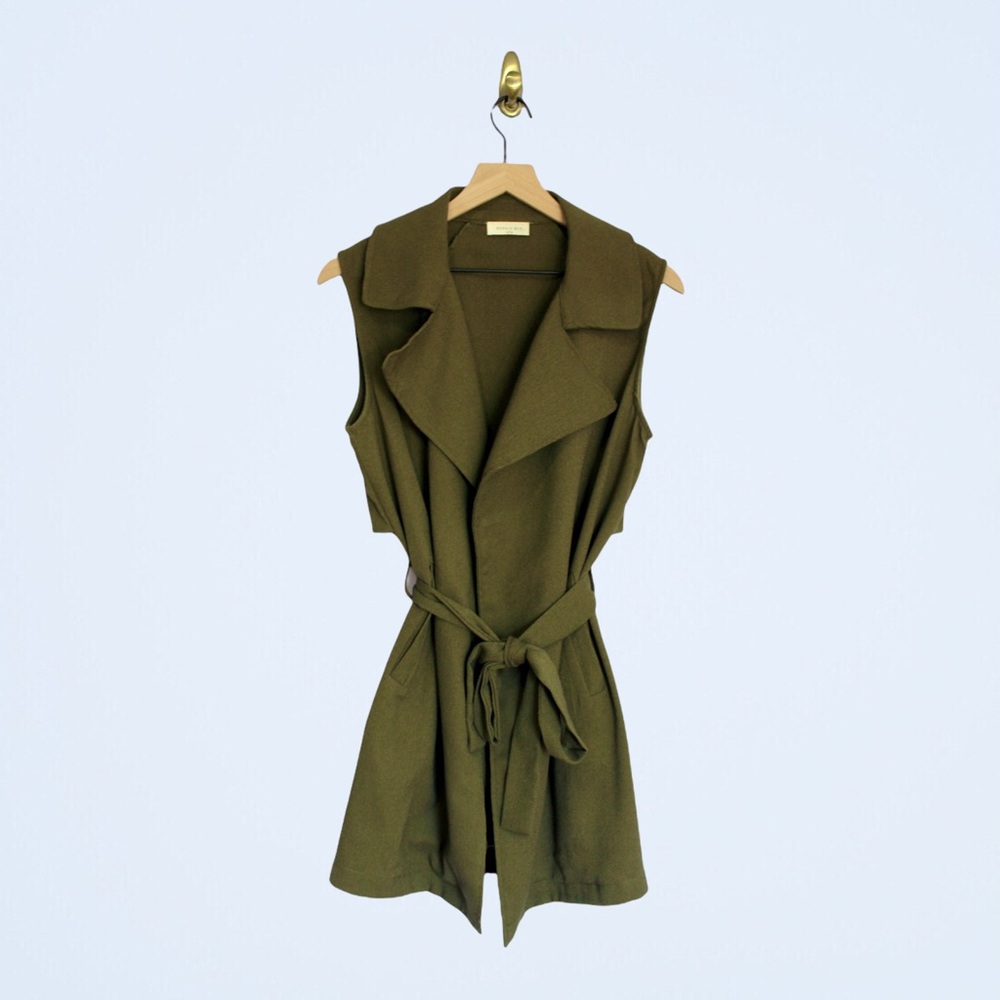 SOPHIE RUE Sleeveless Army Green Vest w/ Tie